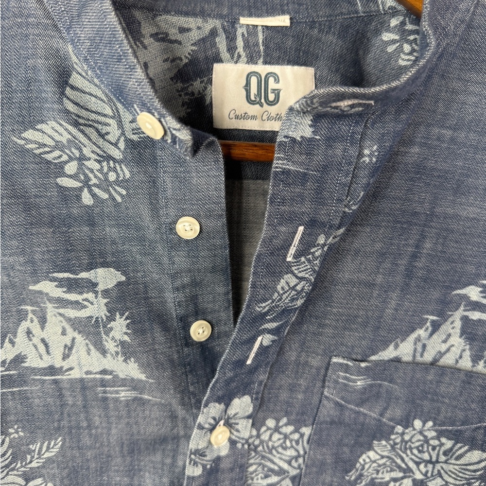 Blue Patterned Button-Up Shirt - Picture 2 of 6